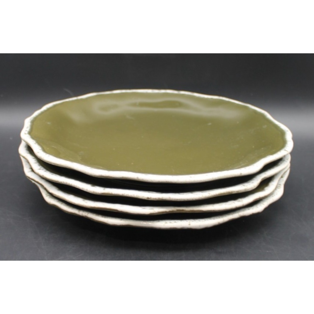 Set of 4 Vietri Terreno Thyme Dinner Plates Italian Pottery Green 11"